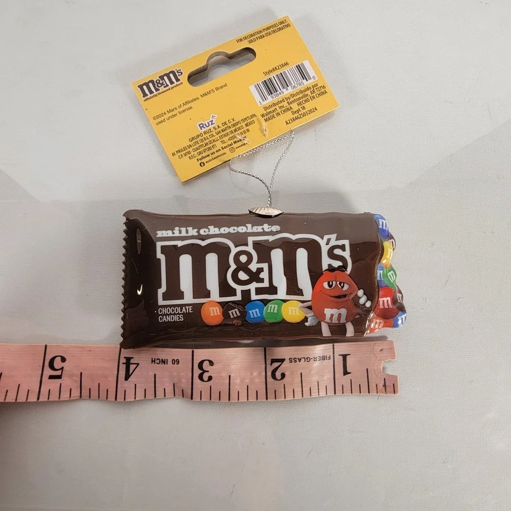 M&M's Milk Chocolate‎ Candies Bag Faux Food Christmas Plastic Ornament 4
